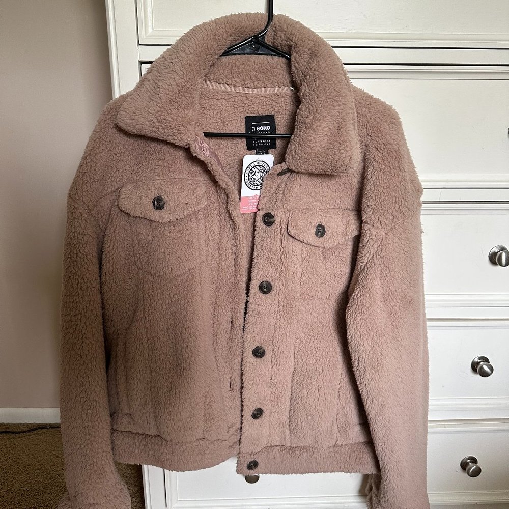 Ci Sono Los Angeles Women's ButtonedTeddy Coat Sherpa